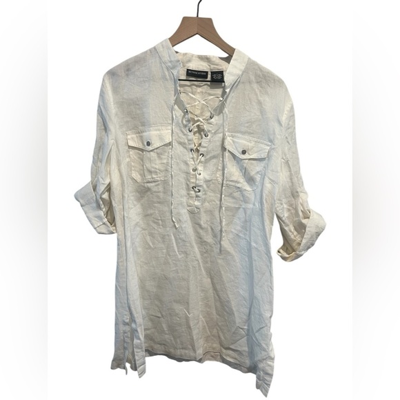 Sutton Studio Tops - 100% Linen white Tunic size Large